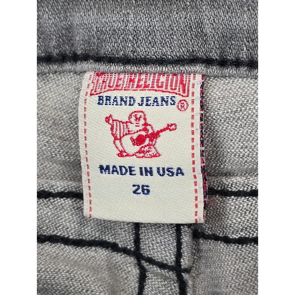 True Religion Jeans Womens 26 Gray Studded Distressed Low Rise Skinny - Good - Picture 5 of 10